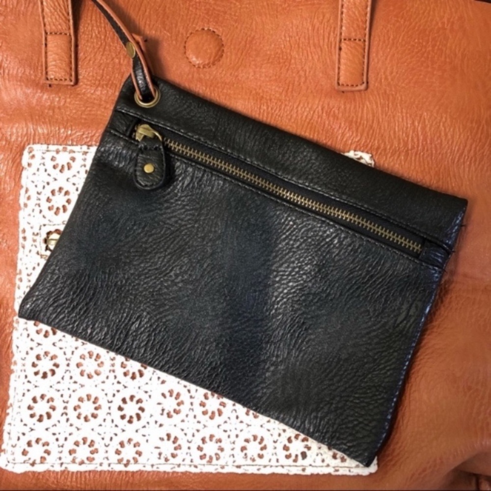 Under One Sky Womens Boho Natalya Reversible Crochet Pocket Tote Bag Black Brown - Picture 7 of 7